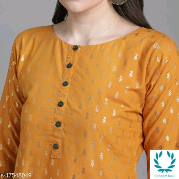 Women Cotton Straight Printed Long Kurti With Palazzos - M, Cotton, Kurta With Dupatta And BottomWear, Multipack:1